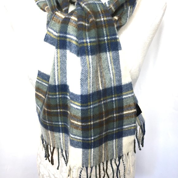 JOHNSTONS of Elgin 100% Soft Lambswool Plaid Scarf Wrap Shawl 60" x 12" EUC - Picture 1 of 11